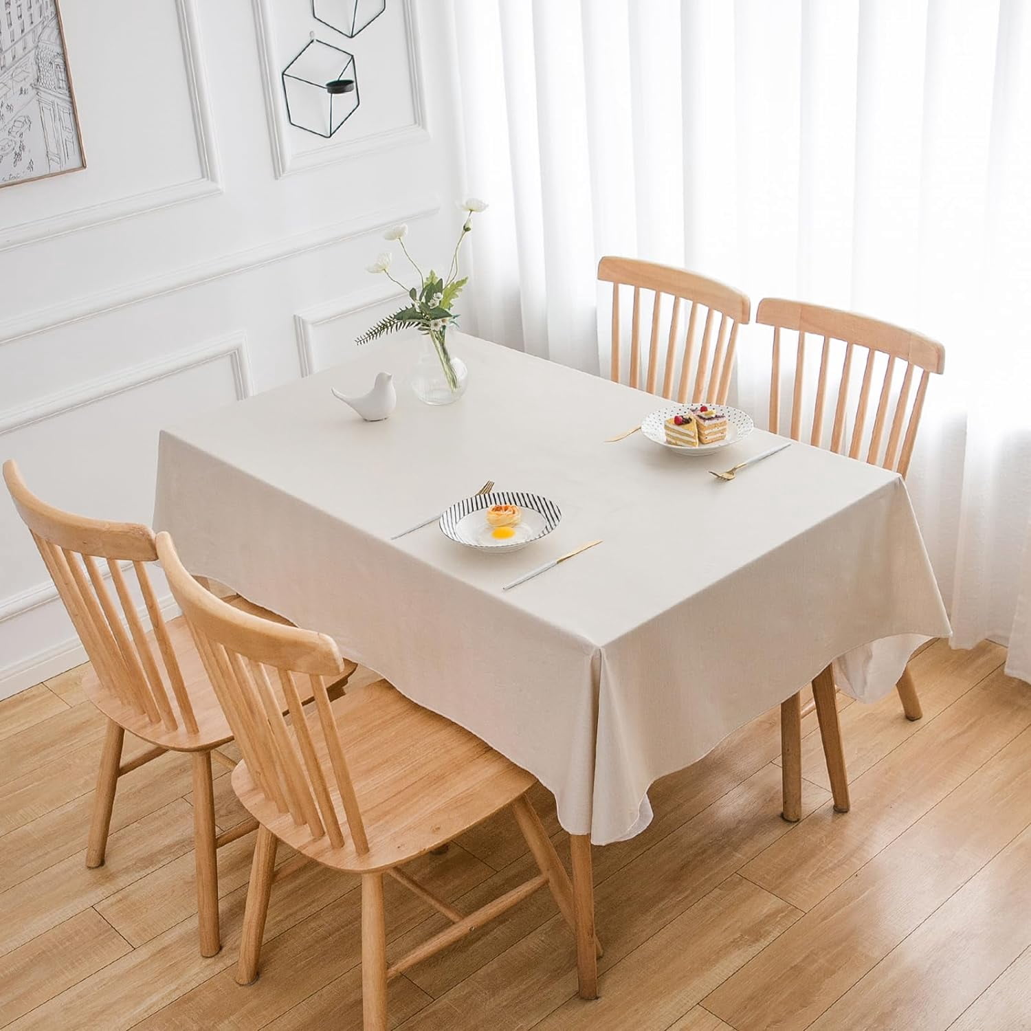 Xirggur Rectangle Vinyl Tablecloth - Waterproof, Flannel Backed, Wipeable (60 X 102 Inches)