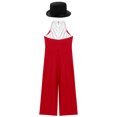 thumbnail image 4 of TiaoBug Kids Girls Magician Outfit Sleeveless Bowtie Tuxedo Leotard Jazz Dance Jumpsuit with Hat Red 14, 4 of 5