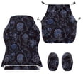 thumbnail image 5 of SCRAWLGOD Floral Print Blue Black 4 PCS Gaming Chair Cover Stretchable Computer Chair Seat Slipcovers Universal Fit Gaming Chair Slipcovers with Armrest Covers, 5 of 7