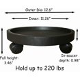 thumbnail image 6 of BAODELI 2 Pack of 12.6 inch Heavy Duty Plant Caddy with Wheels,Rolling Plant Stand Pot Trolley,Wheeled Planter Saucer Tray,Potted Flower Mover Dolly with Casters Round Coaster for Indoor Outdoor Black, 6 of 9