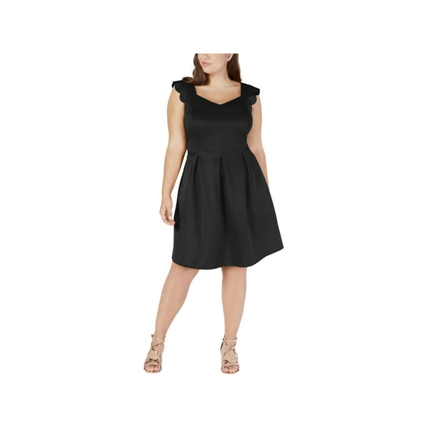 Monteau - Monteau Womens Scallop Sleeveless Scuba Dress - Walmart.com ...
