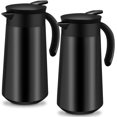 thumbnail image 1 of 2 Pcs 27oz Thermal Coffee Carafe Stainless Steel Coffee Pot for Keeping Hot/Cold Insulated Double Walled Vacuum Tea Pot with Press Button Drink Beverage Dispenser for Milk Tea (Black), 1 of 5