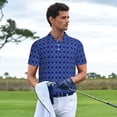 thumbnail image 2 of Kdxio Blue Lantern Shapes Print Men's Short Sleeve Polo Shirt,Midweight Men's Shirt, 2 of 6