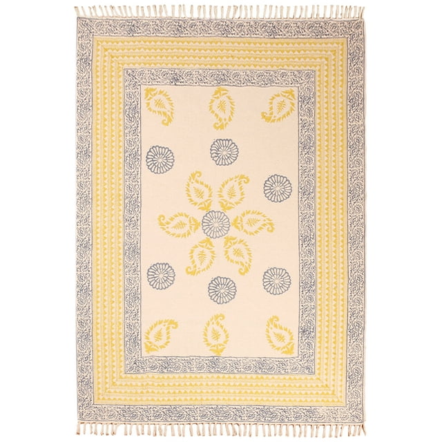 Casavani Pure Cotton Mat Living Room Area Rug, Blue 2x3 feet