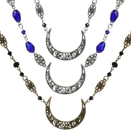 

HOMEMAXS 3 Pcs Bohemian Head Chains Hollow-out Moon Pendant Crystal Beads Decorative Headpieces Hair Accessories for Women and Girls