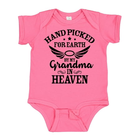 

Inktastic Handpicked for Earth by My Grandma in Heaven Angel Wings Gift Baby Boy or Baby Girl Bodysuit