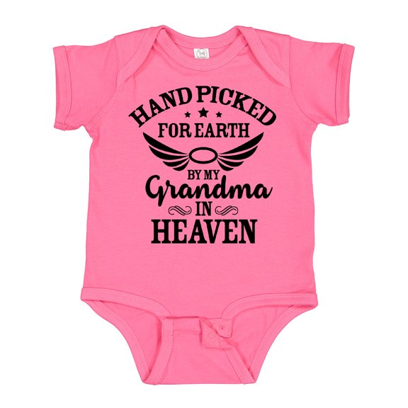 Inktastic Handpicked for Earth by My Grandma in Heaven Angel Wings Boys or Girls Baby Bodysuit