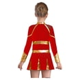 thumbnail image 2 of Tenues d'Uniforme de Cheerleading pour Filles Manches Longues avec Strass Robe Plissée Cosplay Rouge 12, 2 of 7