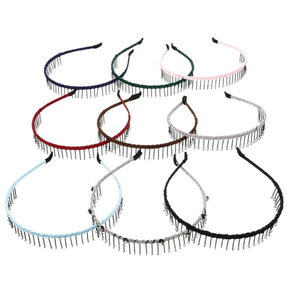 CIMAXIC 8Pcs Stylish Metal Headbands Fabric Covered Hairband with Teeth for Women Men