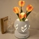 thumbnail image 5 of Lámpara de Escritorio con Luz de Noche de Tulipán y Flores Artificiales con Jarrón Recortado, Carga USB, 3 Colores, Atenuación Continua, Lámpara de Mesa, 5 of 5