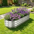 thumbnail image 4 of LIFERECORD Galvanized Raised Garden Bed, 47"L X 23"W X 11"H, Elevated Reinforced Large Metal Planter Box for Vegetable Flower Herb Outdoors, Oval, 4 of 8