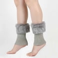 thumbnail image 2 of Monebena 1 Pairs Women Winter Faux Fur Boot Cuff Crochet Knit Boots Socks Short Leg Warmers Short Boot Socks Cuffs for Boots M01, 2 of 7