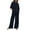 Navy, variant on Pitauce Womens 2 Piece Lounge Set Short Sleeve Tops and Wide Leg Pants Oversized Outfits Plus Size Tracksuit with Pockets