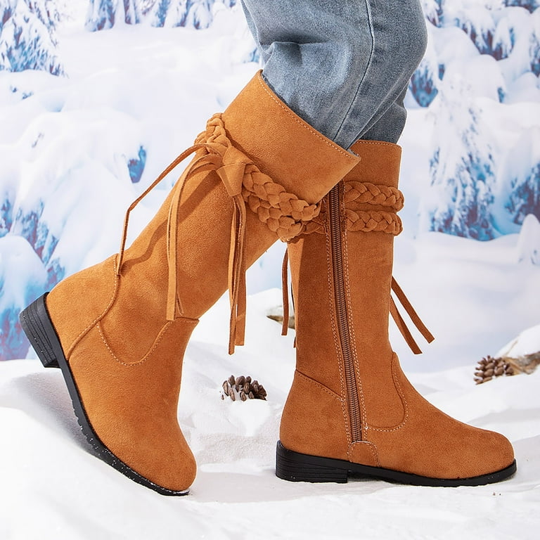 Hessimy boots for women knee high Girl's Waterproof Fashion Lined