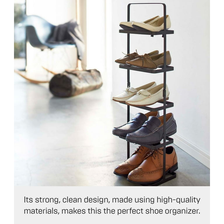 Yamazaki Home Shoe Rack Two Styles Black Steel Tall Holds 5 shoes Supports 11 pounds Handles Walmart