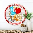 thumbnail image 5 of Flagwix Personalized Back To School Sign, Custom Round Wooden Teacher Name Sign, Classroom Decor, Unique Teacher Gifts, Rustic Apple and Pens Door Sign - 12 inches, 5 of 7