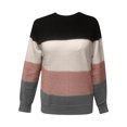 thumbnail image 4 of FRSASU Womens Sweaters Casual Long Sleeve Crew Neck Striped Color Block Sweaters Fall Fashion Knit Pullover Tops Pink, 4 of 6