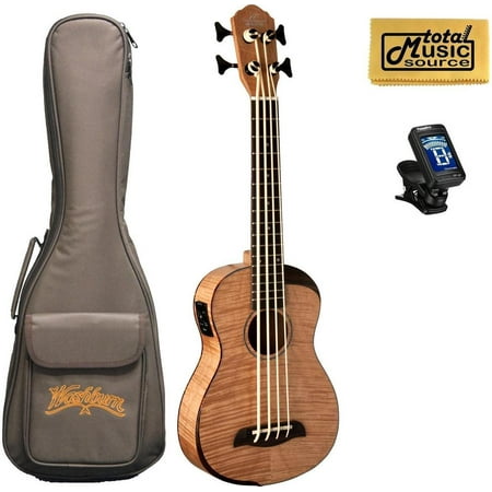 American Rock Maple Marching Bass - Oscar Schmidt Comfort Series Bass Ukulele, OUB800K,Flame maple top, back and sides, Bundle, OUB800K PACK