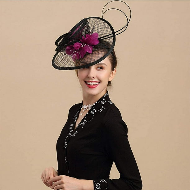 Sinamay Feathers Floral Fascinators Millinery Cocktail Derby Hat