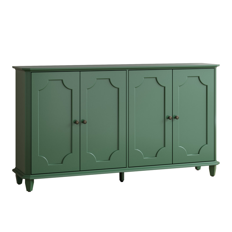 Vintage Farmhouse Buffet Sideboard Cabinet, 4 Embossed-Door Storage Cupboard, Versatile Cabinet with Adjustable Shelf