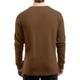 thumbnail image 3 of Dwellite Mens Henley Long Sleeve Shirts Waffle Knitted 4-Button Casual Basic Lightweight Tops Crewneck Button Down T-Shirts Coffee L, 3 of 8
