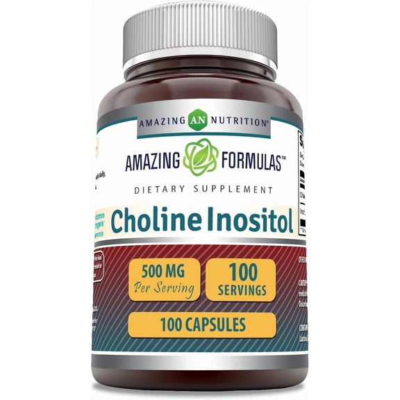 Amazing Formulas Choline Inositol 500mg Per Serving 100 Capsules Supplement | Non-GMO | Gluten Free | Made in USA