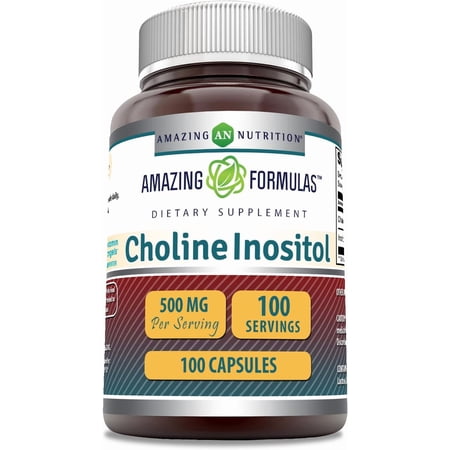 Amazing Formulas Choline Inositol 500mg Per Serving 100 Capsules Supplement | Non-GMO | Gluten Free | Made in USA