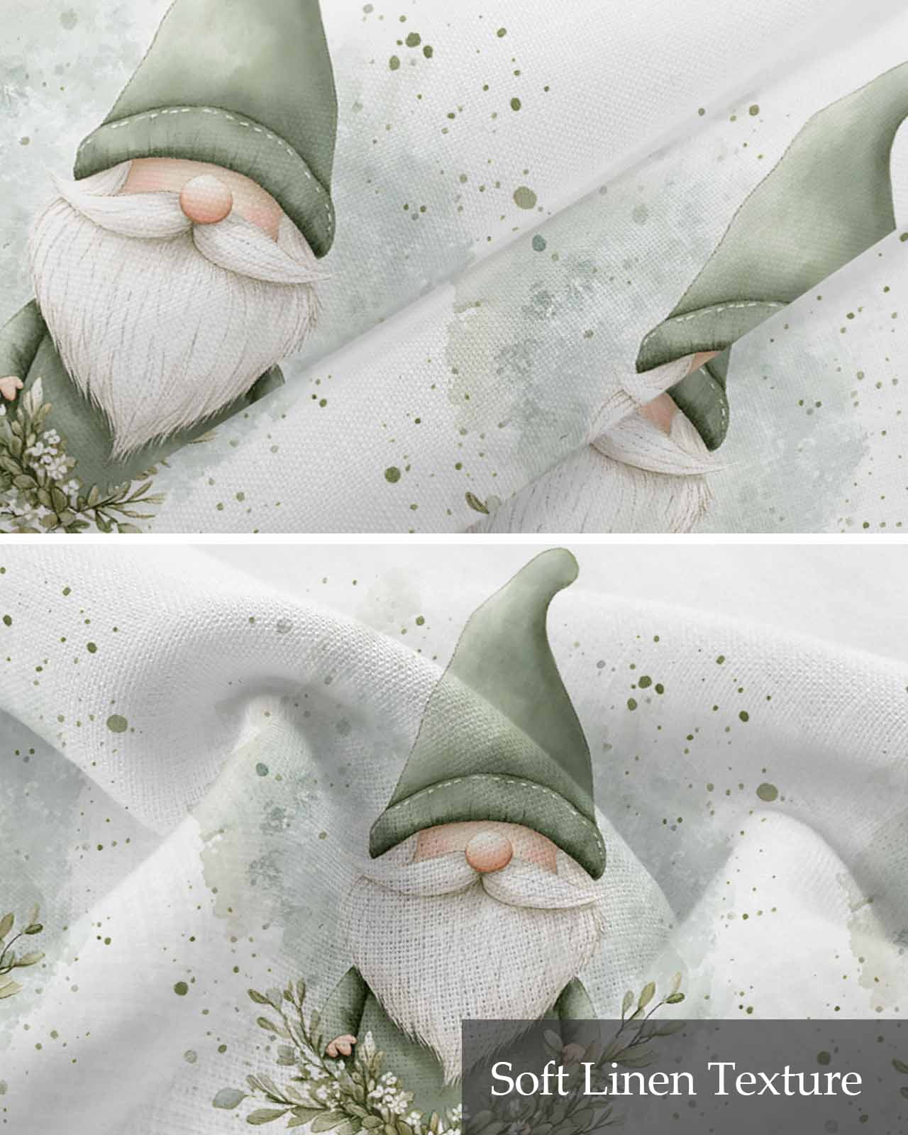 Spring Green Gnomes Kitchen Valances for Windows Farmhouse Linen Window Valance Curtain for Living Room Window Treatment Eucalyptus Botanical Valance Rod Pocket Topper Drape, 54 x 18 Inch