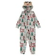 thumbnail image 2 of Wuxian Christmas Family Pajamas Thickened Downy Long Sleeve Hooded Full Zipper Up Overall Sleepwear Outfits Lovely Snowflake Snowman Print One Piece Jumpsuits Loungewear For Kid,Light Gray,8-9 Years, 2 of 8