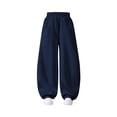 thumbnail image 6 of Miluxas Boys Baggy Sweatpants Wide Leg Casual Sweat Pants with Pockets Elastic Waist Loose Fit Pants Navy 15-16 Years, 6 of 9