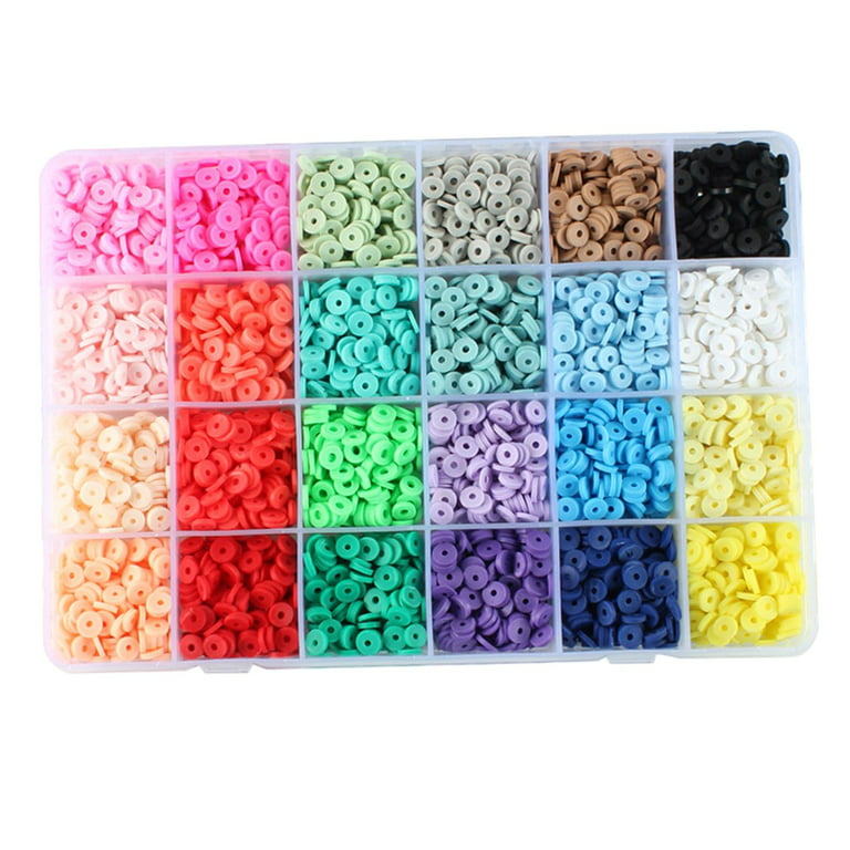 XIMISHOP 7200 Pcs Clay Beads Kit for Bracelet Making, 48 Color Polymer Flat  Clay