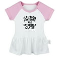 thumbnail image 1 of Caution Contents Are Extremely Cute Funny Dresses For Baby, Newborn Babies Skirts, Infant Princess Dress, 0-24M Kids Graphic Clothes (Pink Raglan Dresses, 18-24 Months), 1 of 4