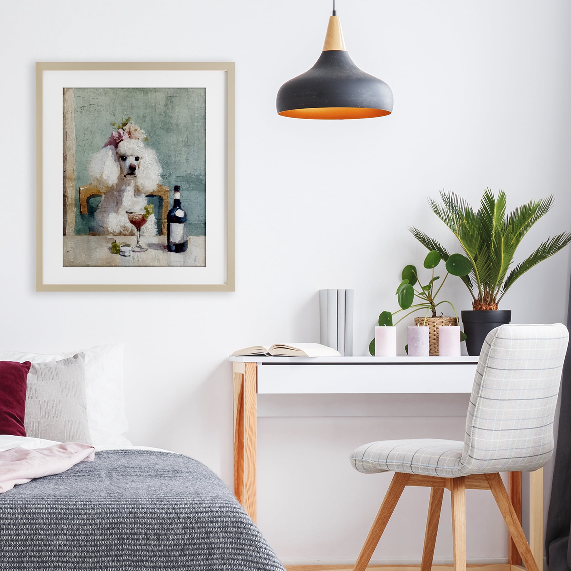 Stupell Industries Poodle At Lunch Birch Framed Print Under Glass, design by Annabelle Hall