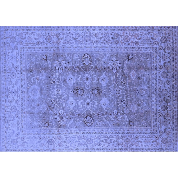Ahgly Company Machine Washable Indoor Rectangle Oriental Blue Industrial Area Rugs, 5' x 7'