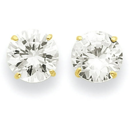 CZ 14kt Yellow Gold 8mm Round Post Earrings
