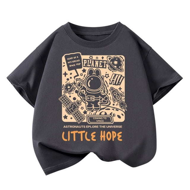 Akiihool T-Shirts Graphiques pour Garçons T-Shirt à Manches Courtes pour Garçons avec Logo à Col Rond, Doux, Confortable, Coupe Décontractée (Gris, 3-4 Ans)