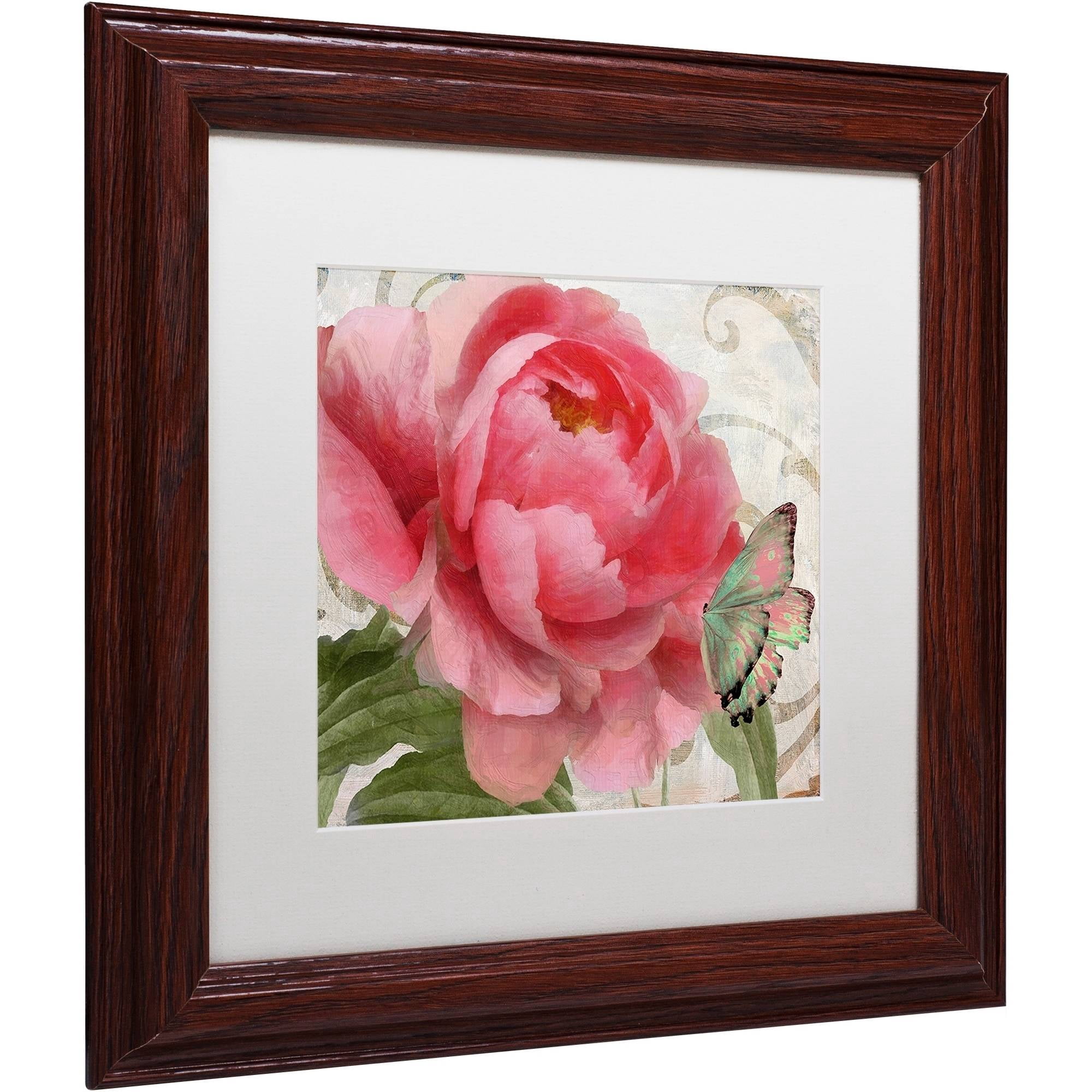 Trademark Fine Art "Apricot Peonies II" Canvas Art by Color Bakery White Matte, Wood Frame