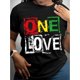 thumbnail image 1 of One Love Letter Pattern T-Shirt, Short-Sleeve Casual Round-Neck Top, 1 of 7
