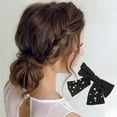 thumbnail image 2 of Unique Bargains 1 Pc Bow Faux Pearls Ribbon Hair Clips Black, 2 of 5