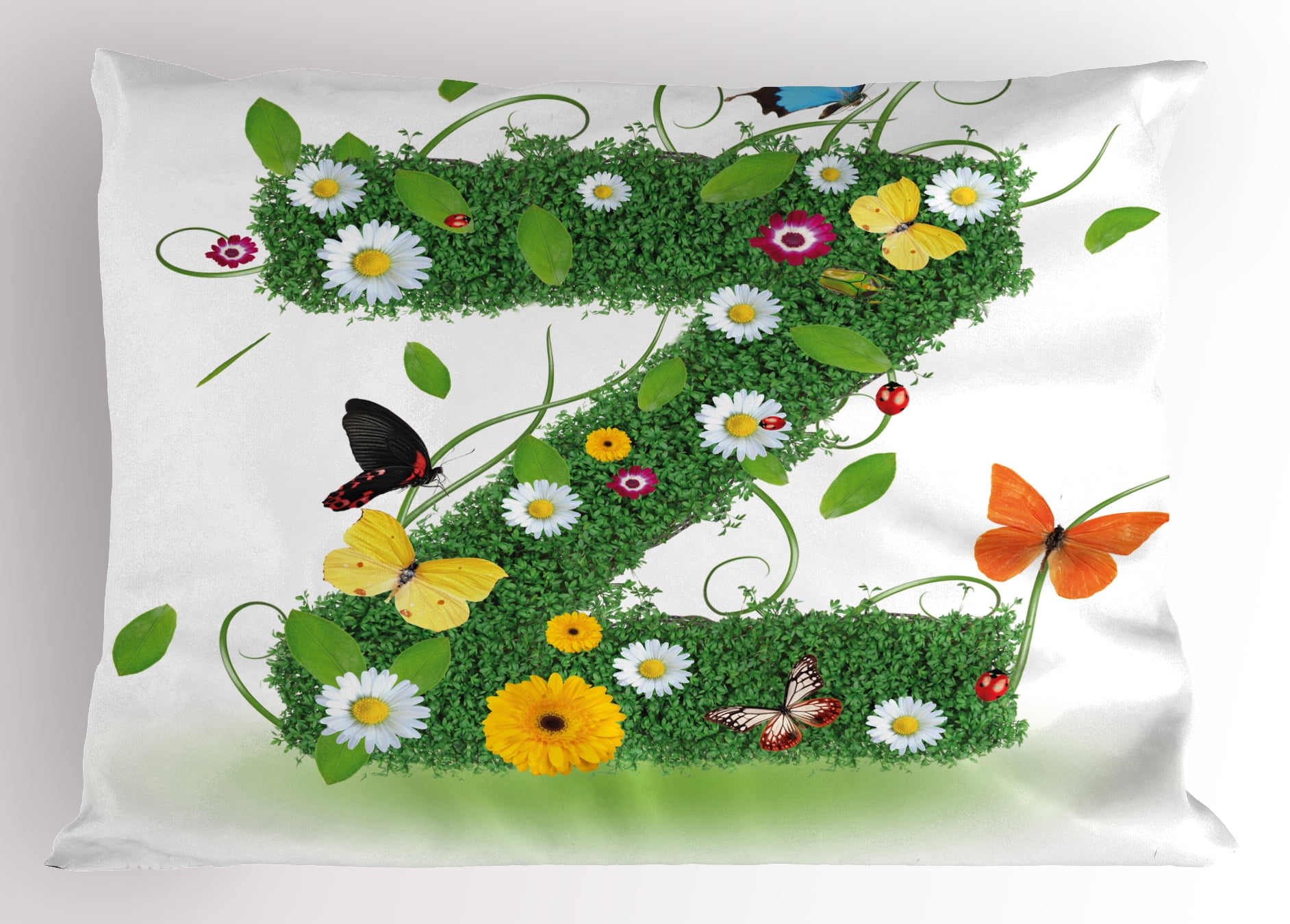 letter z pillow sham fresh summer garden flower bed and cute standard flower size