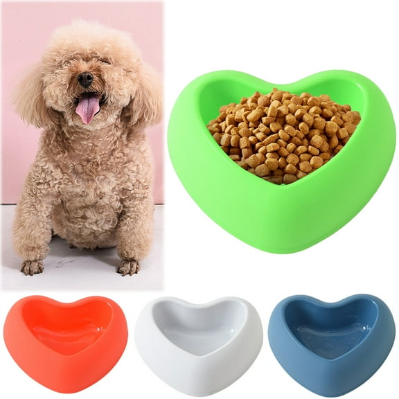 Plastic Heart Shaped Dog Cat Bowl, Anti Skid Pet Puppy Food Dispenser Cat Feeding Bowl, Suitable for Cats and Dogs, and Other Small Pets, 1PC