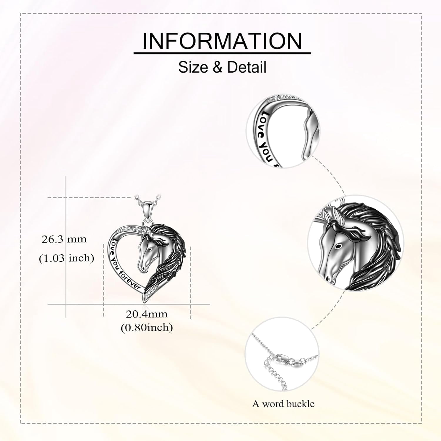 Black Horse Necklaces for Women Sterling Silver Horse Heart Pendant Jewelry for Equestrian and Horse Lovers Gifts