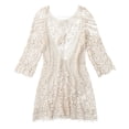 thumbnail image 4 of Plebaso Robe de Plage au Crochet pour Femme, Dos Nu, Maillot de Bain, Manches 3/4, Paréo de Bikini, Robe Courte, 4 of 7