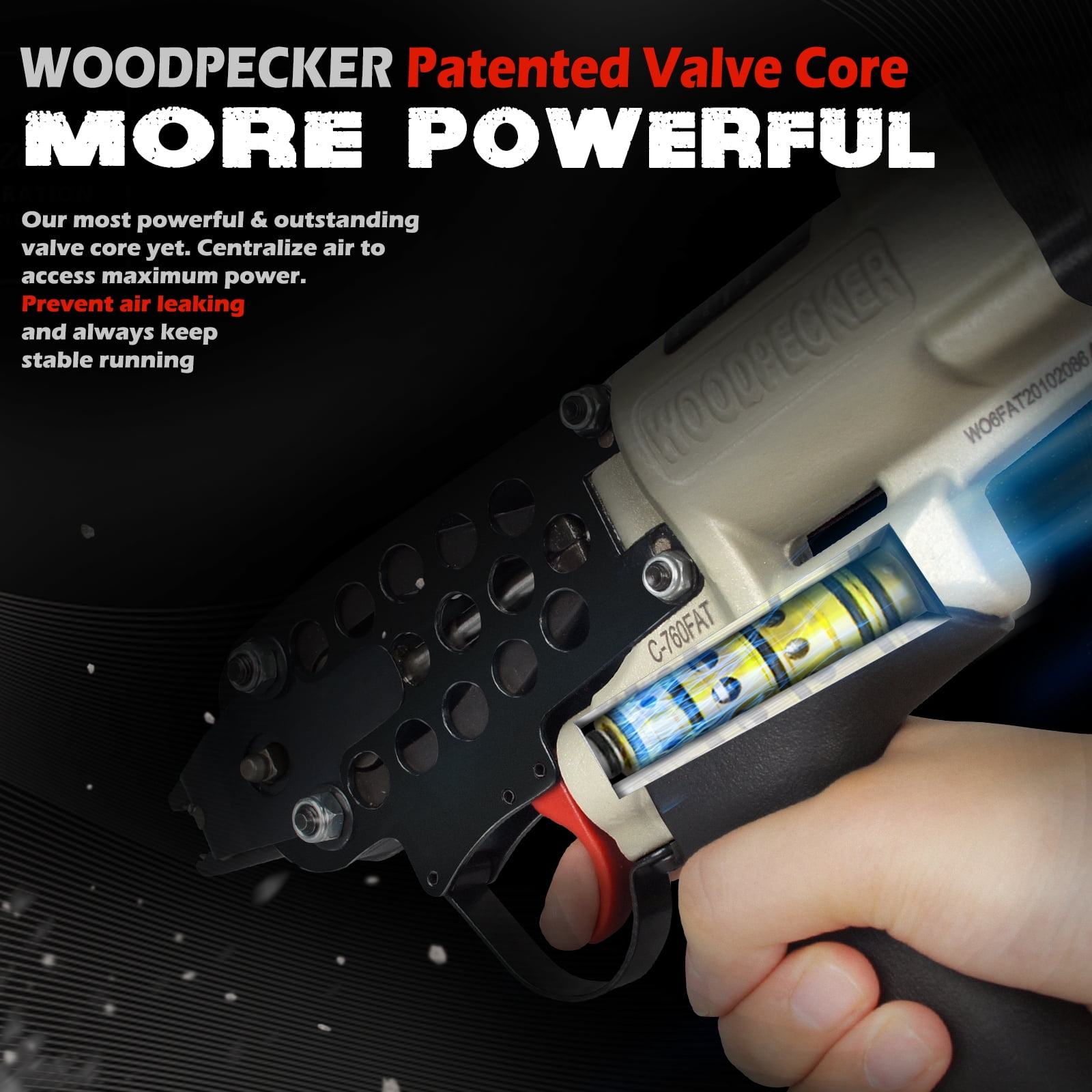 16-Gauge Woodpecker C-760FA Pneumatic Hog ring Staple Gun, 3.0mm Closure Diameter, 1/2" Crown