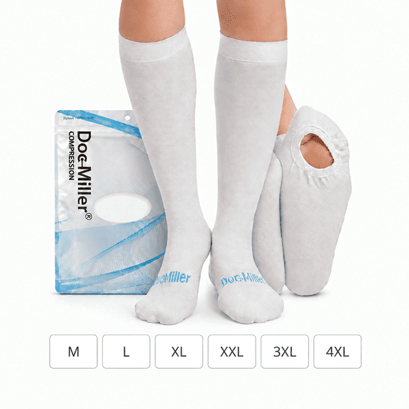 TED Hose Stockings Anti Embolism Knee High for Women & Men,15-20 mmhg Compression Socks, White, Large Size, 1 Pair