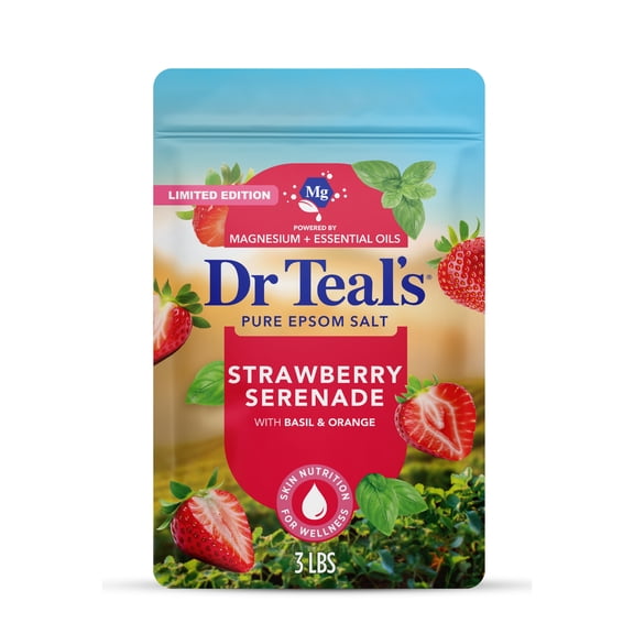 Dr Teal's Epsom Salt Magnesium Soak, Strawberry Serenade, 3 lbs