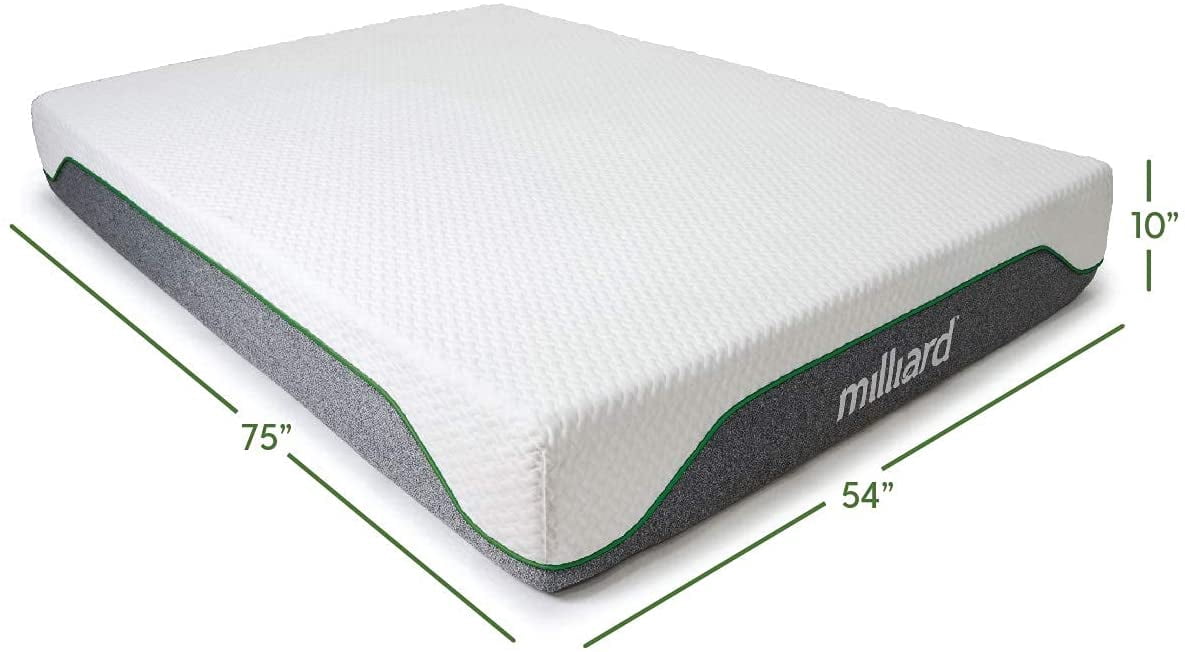 Milliard 10 inch Firm Memory Foam Mattress, Bed-in-a-Box/Pressure Relieving, Classic (Full)