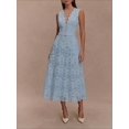 thumbnail image 4 of White Eyelet Lace Midi Dress With Scalloped V-Neck And Sleeveless Fit, 4 of 7