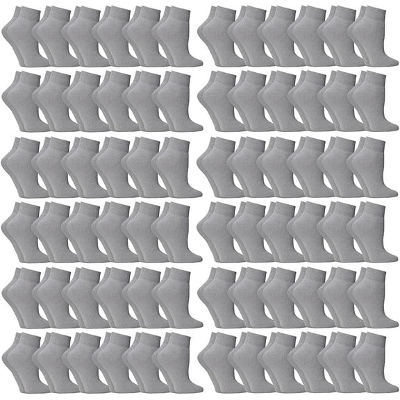 Yacht & Smith Wholesale Bulk Cotton Diabetic Crew And Ankle Socks, Loose Fit Top Non-Binding Medical Socks (60 Pack Gray Ankle, Women (9-11))
