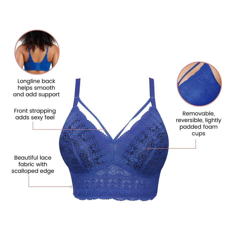 Parfait Mia Wire-Free Full Bust Lace Bra, Sapphire, 34G - Walmart.com